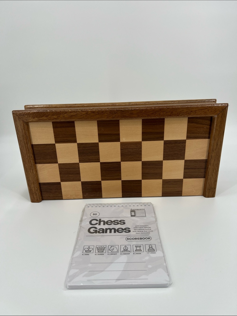 Classic Wooden Folding Chess Board - Natural Brown